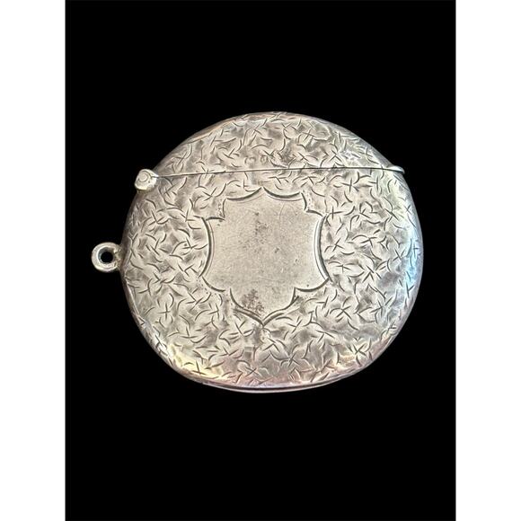 Ant Edwardian Sterling Silver Engraved Circular Vesta Match Case 1903 20.09g 925 - Picture 1 of 11